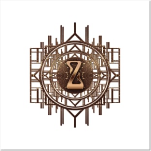 z letter in golden jugendstil art deco design in elegant vintage alphabet monogram style Posters and Art